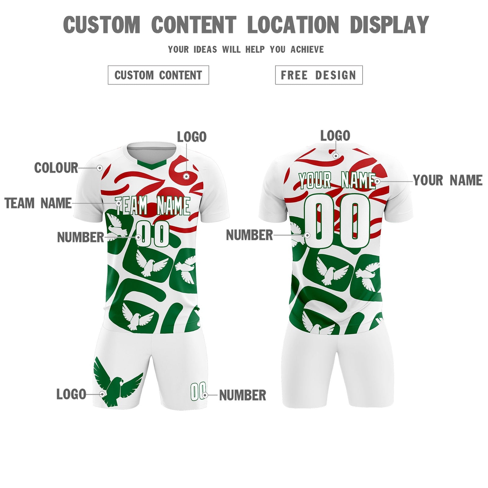 Custom White Mexico Eagle World Cup Inspired Wrinkle-Resistant Graffiti Pattern Soccer Sets Jersey