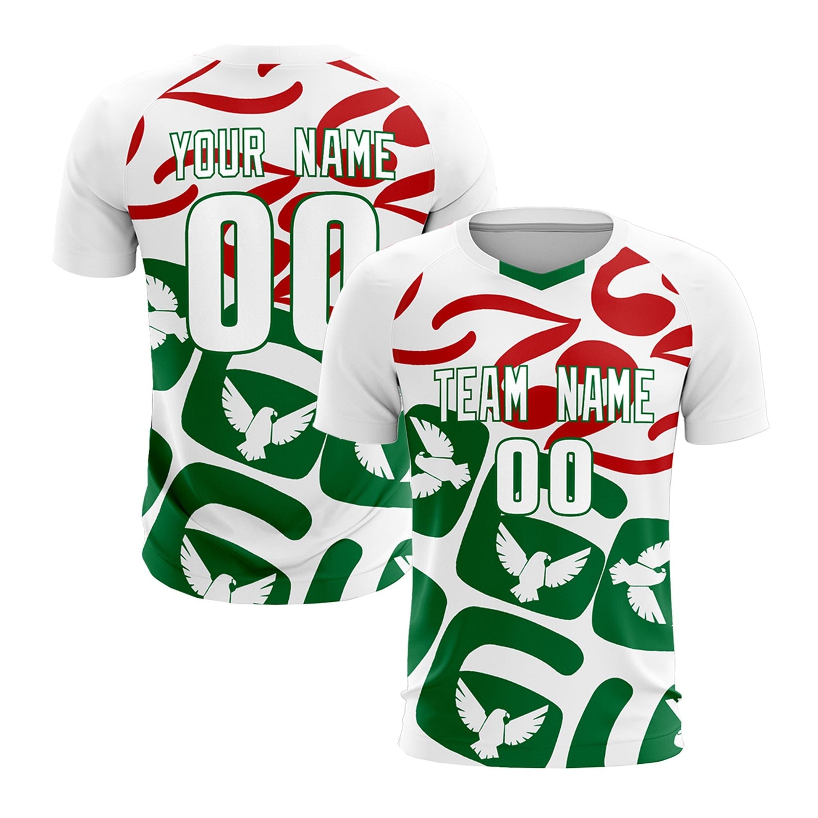 Custom White Mexico Eagle World Cup Inspired Wrinkle-Resistant Graffiti Pattern Soccer Sets Jersey