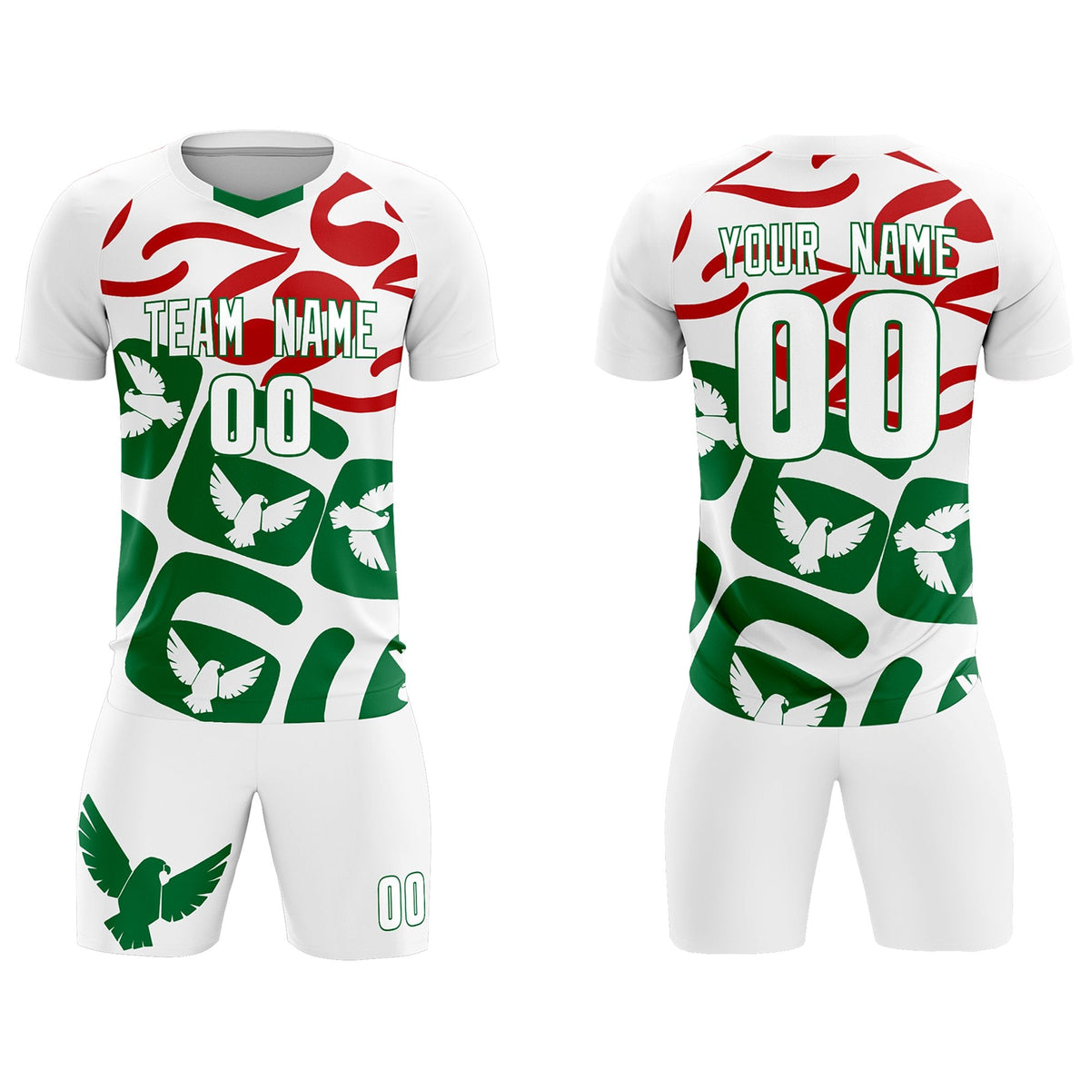 Custom White Mexico Eagle World Cup Inspired Wrinkle-Resistant Graffiti Pattern Soccer Sets Jersey