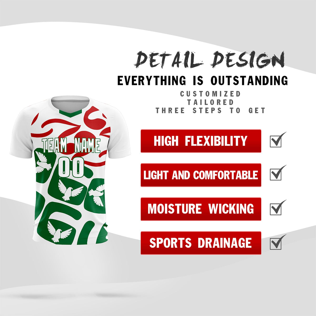 Custom White Mexico Eagle World Cup Inspired Wrinkle-Resistant Graffiti Pattern Soccer Sets Jersey