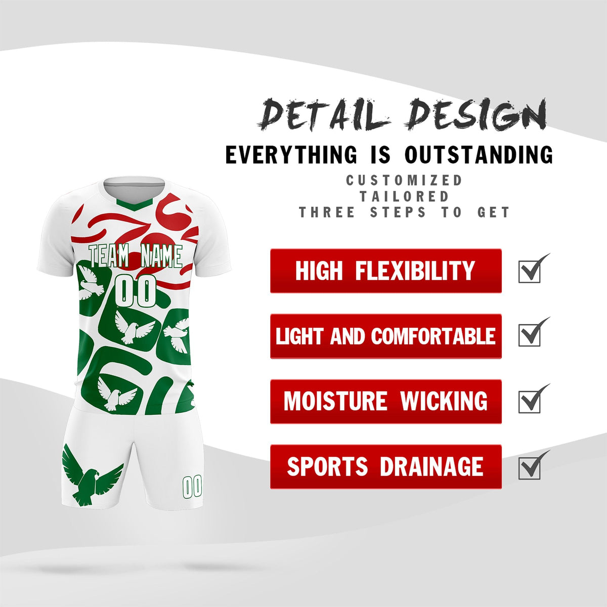 Custom White Mexico Eagle World Cup Inspired Wrinkle-Resistant Graffiti Pattern Soccer Sets Jersey