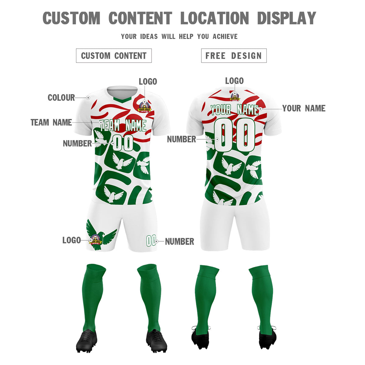 Custom White Mexico Eagle World Cup Inspired Wrinkle-Resistant Graffiti Pattern Soccer Sets Jersey