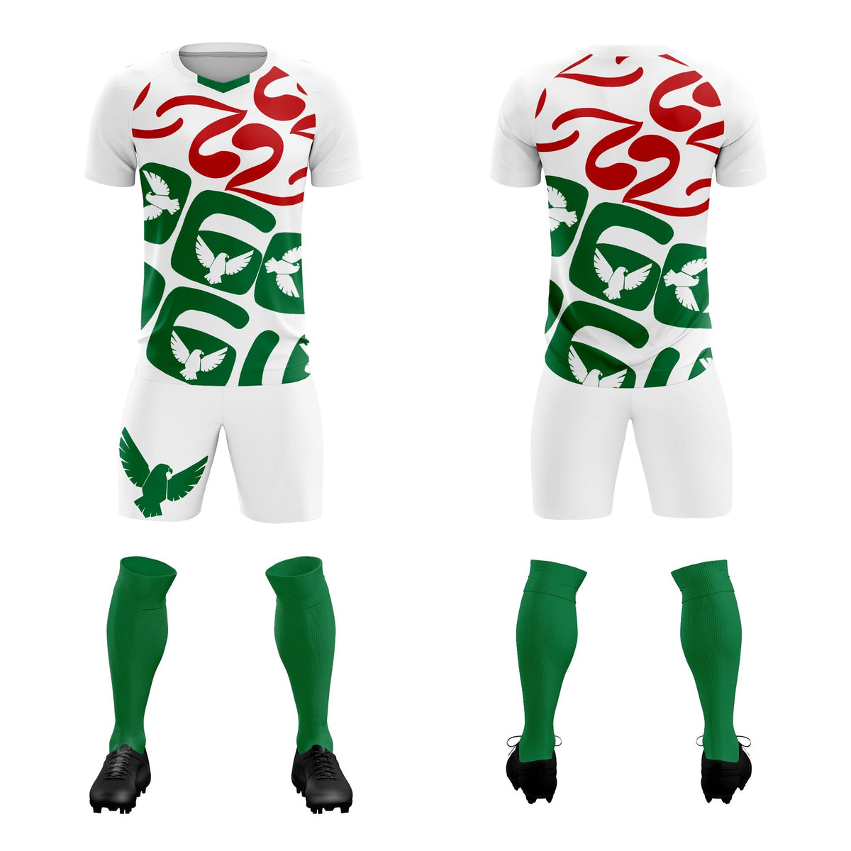 Custom White Mexico Eagle World Cup Inspired Wrinkle-Resistant Graffiti Pattern Soccer Sets Jersey