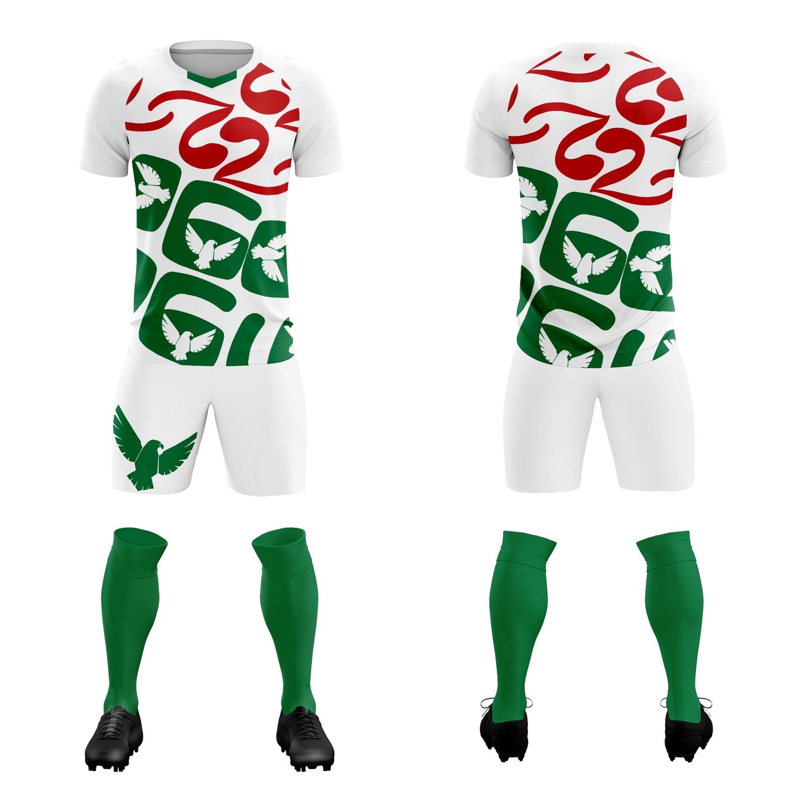 Custom White Mexico Eagle World Cup Inspired Wrinkle-Resistant Graffiti Pattern Soccer Sets Jersey