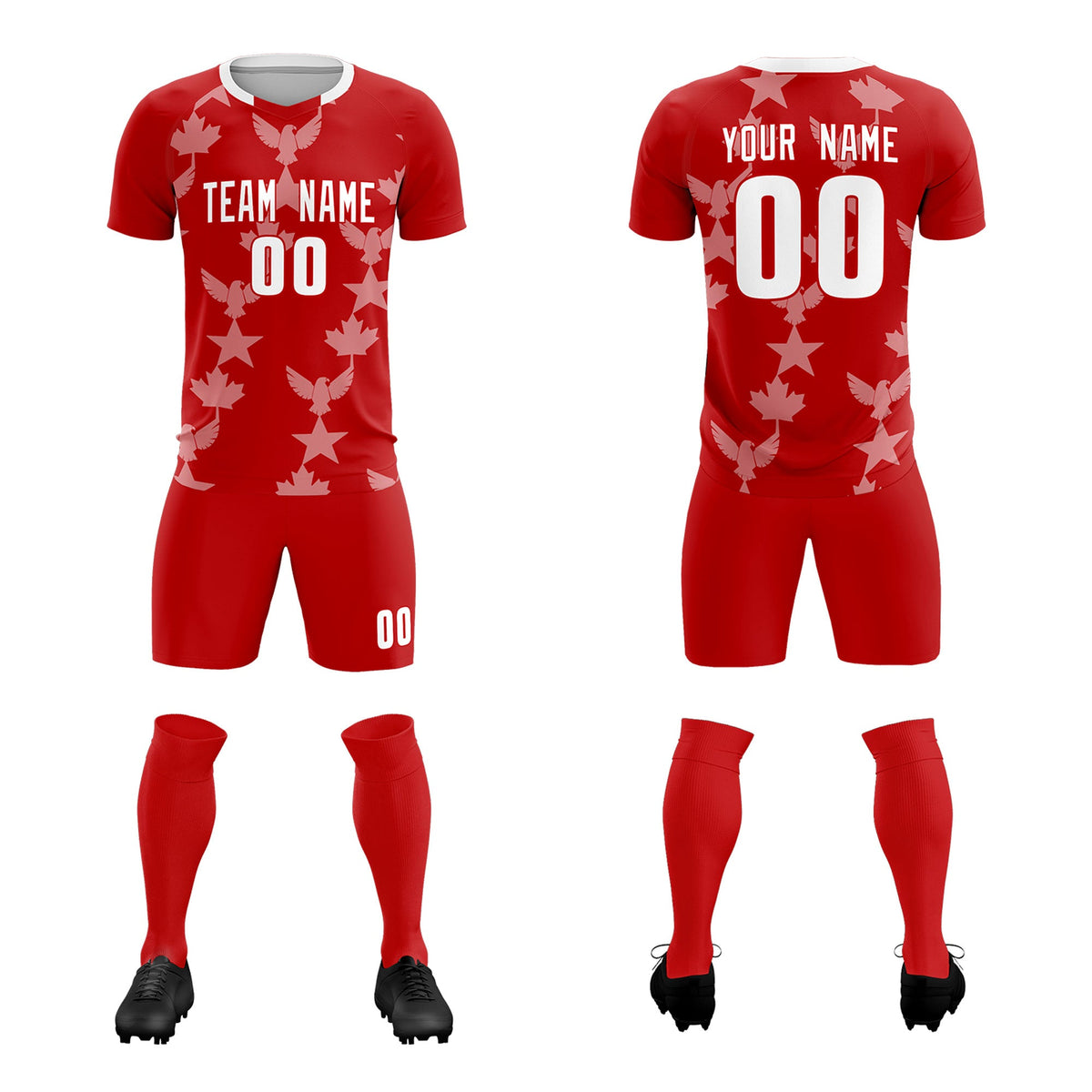 Custom Red World Cup Inspired Breathable&amp;Quick-Drying Training Uniform Graffiti Pattern Soccer Sets Jersey
