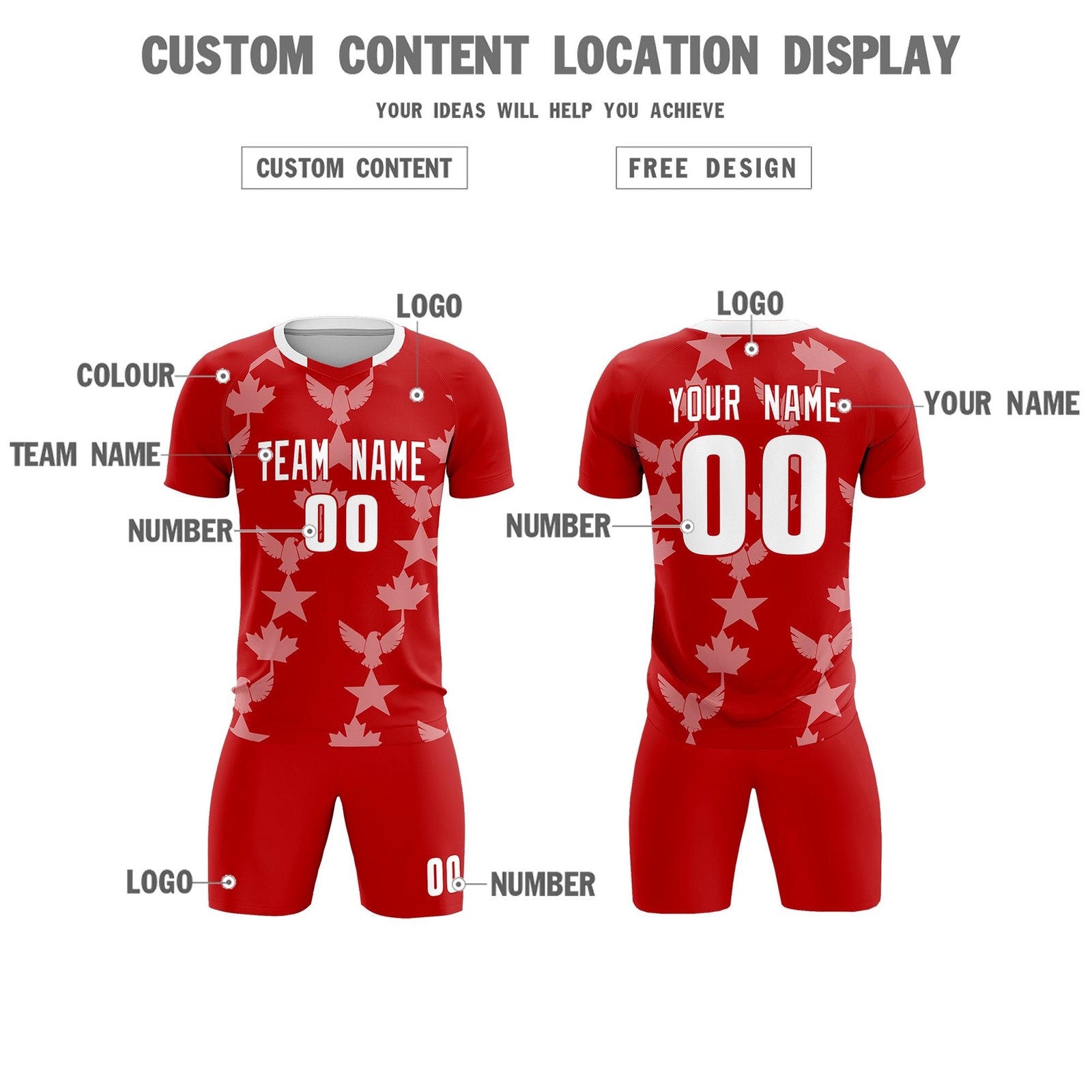 Custom Red World Cup Inspired Breathable&Quick-Drying Training Uniform Graffiti Pattern Soccer Sets Jersey