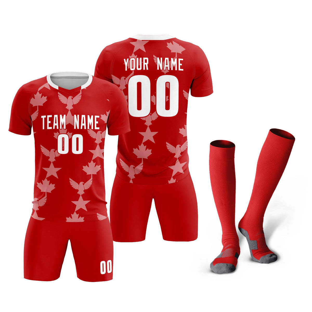Custom Red World Cup Inspired Breathable&amp;Quick-Drying Training Uniform Graffiti Pattern Soccer Sets Jersey