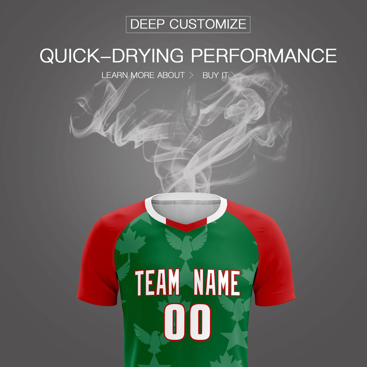 Custom Red Kelly Green World Cup Inspired Lightweight&amp;Drapable Training Uniform Raglan Sleeve Soccer Sets Jersey