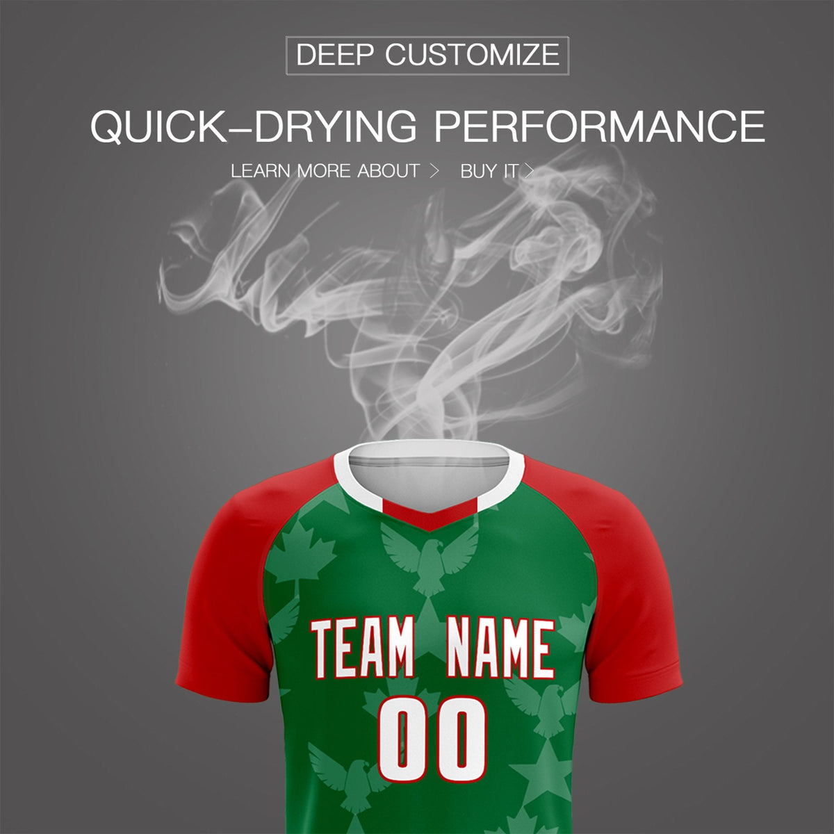 Custom Red Kelly Green World Cup Inspired Lightweight&amp;Drapable Training Uniform Raglan Sleeve Soccer Sets Jersey