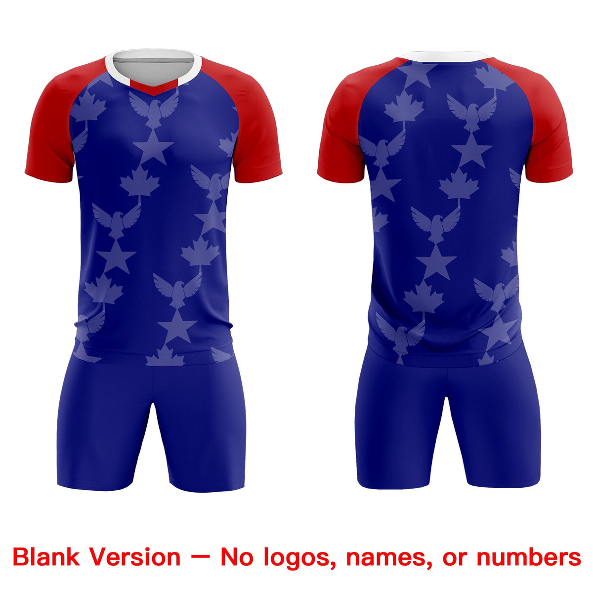 Custom Red Royal World Cup Inspired Wrinkle-Resistant Training Uniform Raglan Sleeve Soccer Sets Jersey