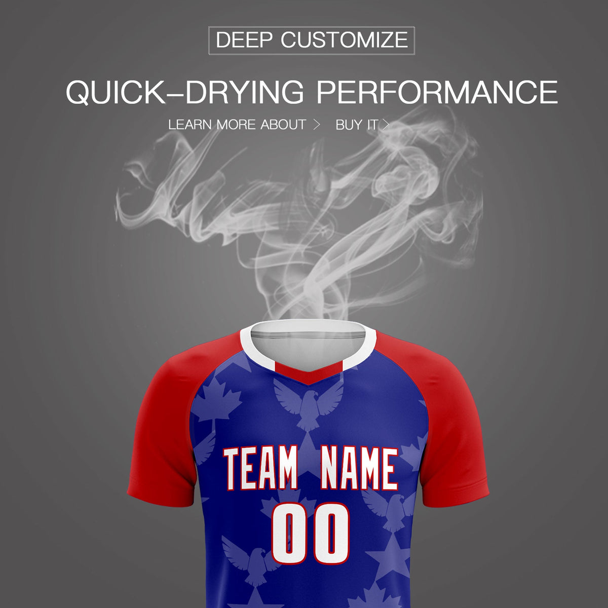 Custom Red Royal World Cup Inspired Wrinkle-Resistant Training Uniform Raglan Sleeve Soccer Sets Jersey