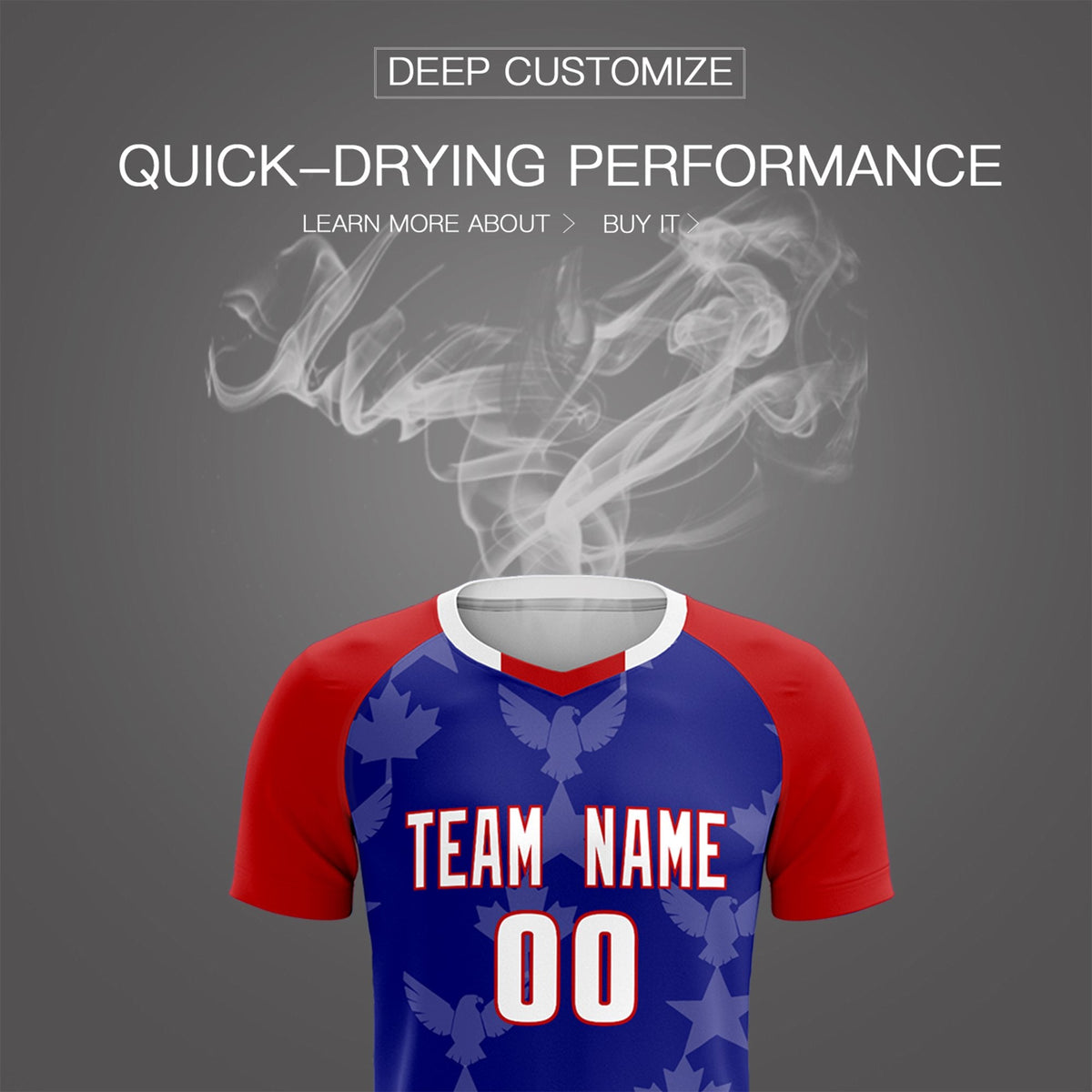 Custom Red Royal World Cup Inspired Wrinkle-Resistant Training Uniform Raglan Sleeve Soccer Sets Jersey