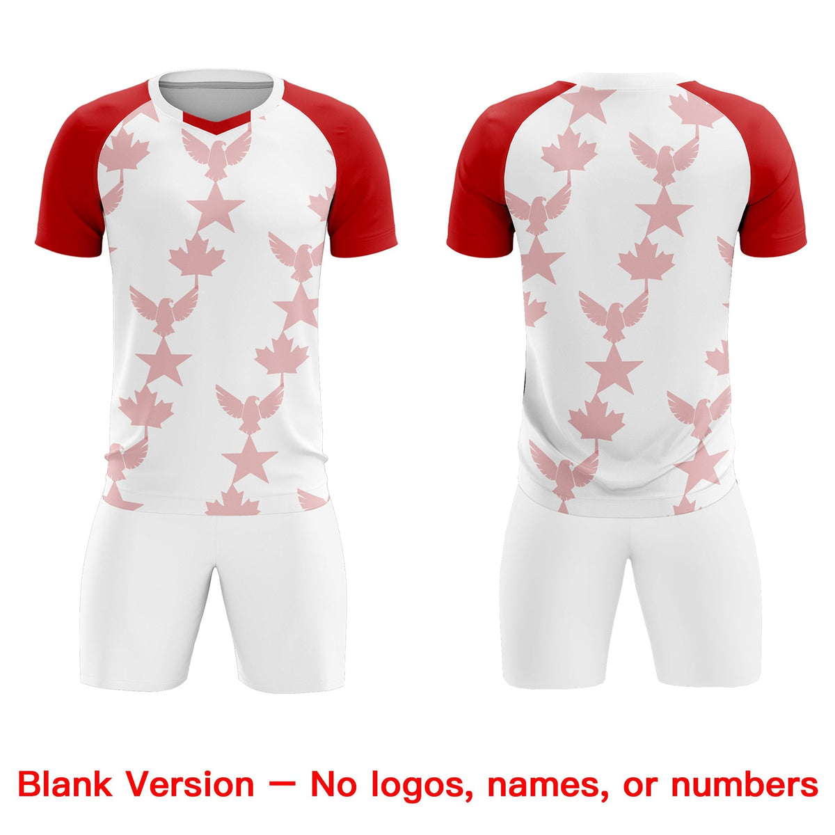 Custom Red White World Cup Inspired Breathable&amp;Quick-Drying Training Uniform Raglan Sleeve Soccer Sets Jersey