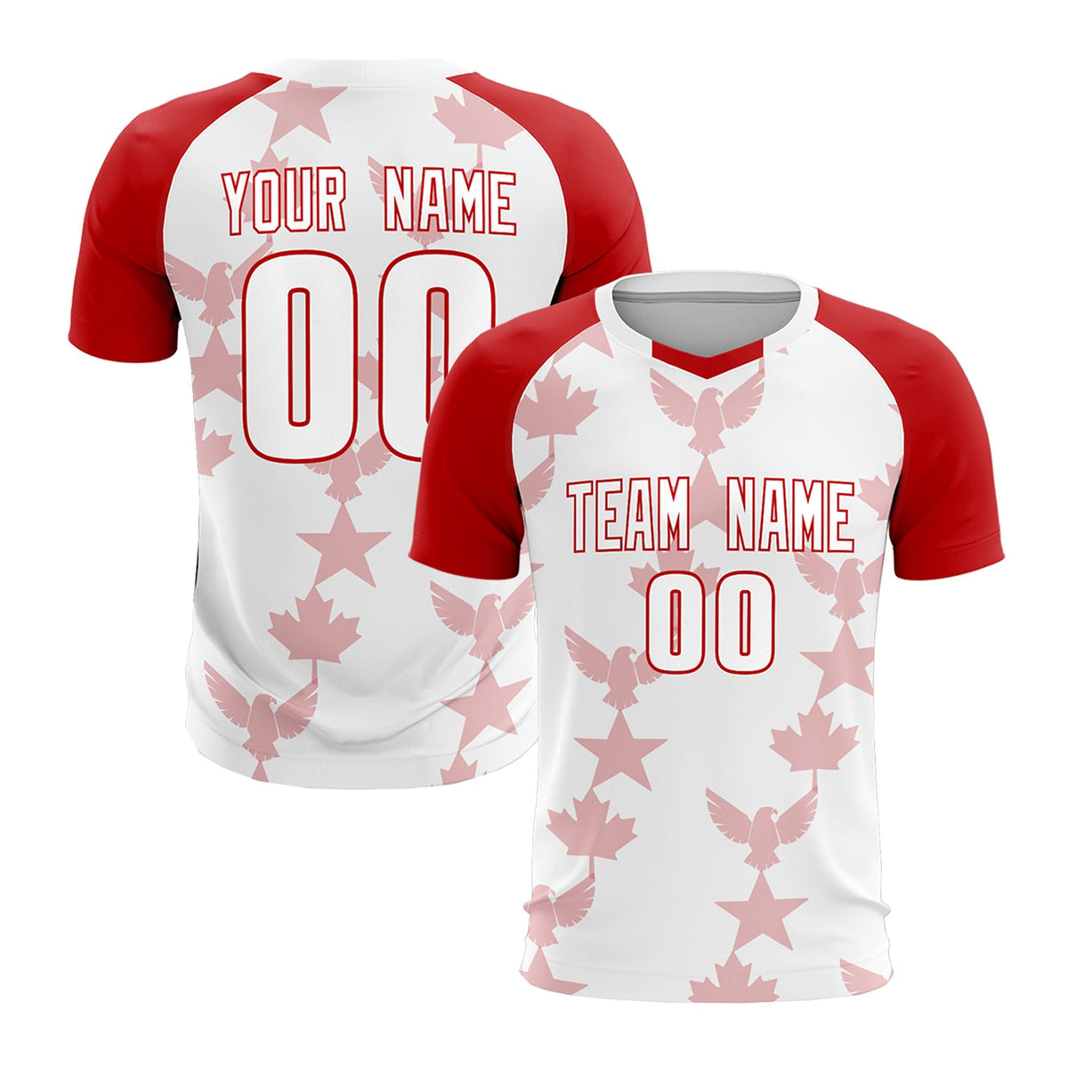 Custom Red White World Cup Inspired Breathable&amp;Quick-Drying Training Uniform Raglan Sleeve Soccer Sets Jersey