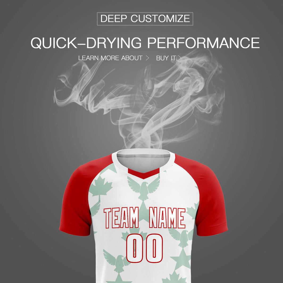 Custom Red White World Cup Inspired Lightweight&amp;Drapable Training Uniform Raglan Sleeve Soccer Sets Jersey