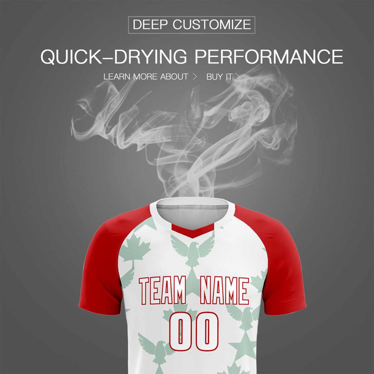 Custom Red White World Cup Inspired Lightweight&amp;Drapable Training Uniform Raglan Sleeve Soccer Sets Jersey