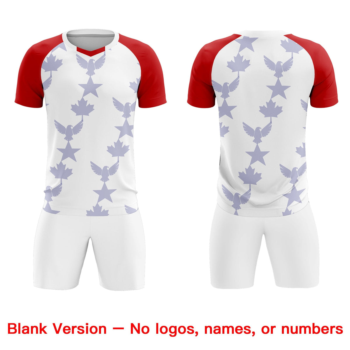 Custom Red White World Cup Inspired Wrinkle-Resistant Training Uniform Raglan Sleeve Soccer Sets Jersey