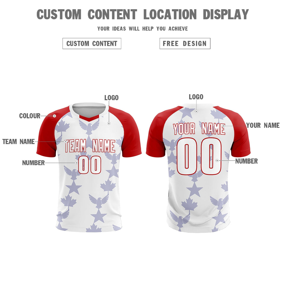 Custom Red White World Cup Inspired Wrinkle-Resistant Training Uniform Raglan Sleeve Soccer Sets Jersey