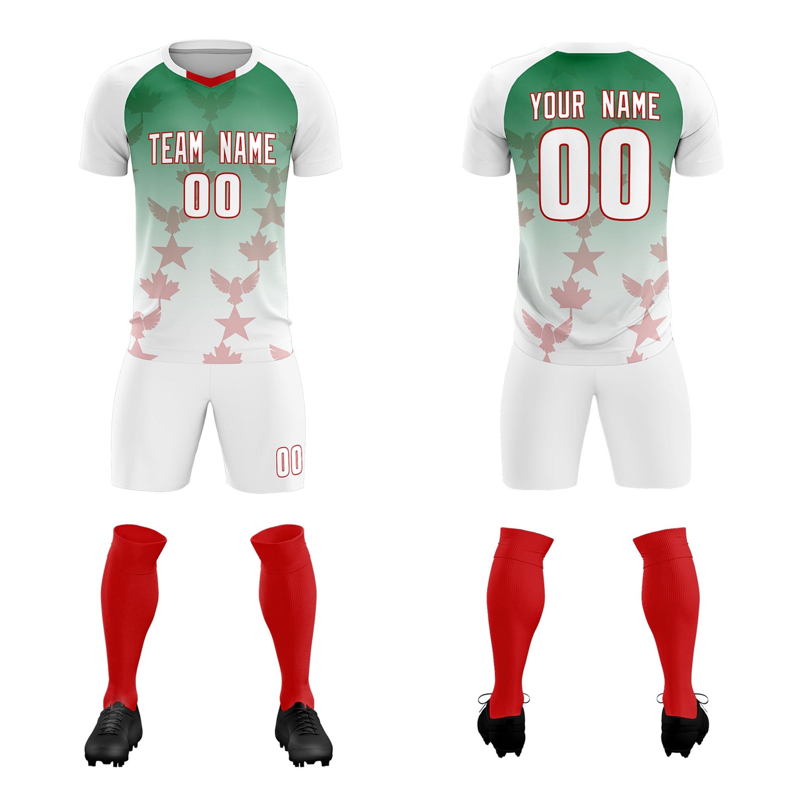 Custom White Kelly Green World Cup Inspired Quick-Drying Training Uniform Gradient Fashion Soccer Sets Jersey