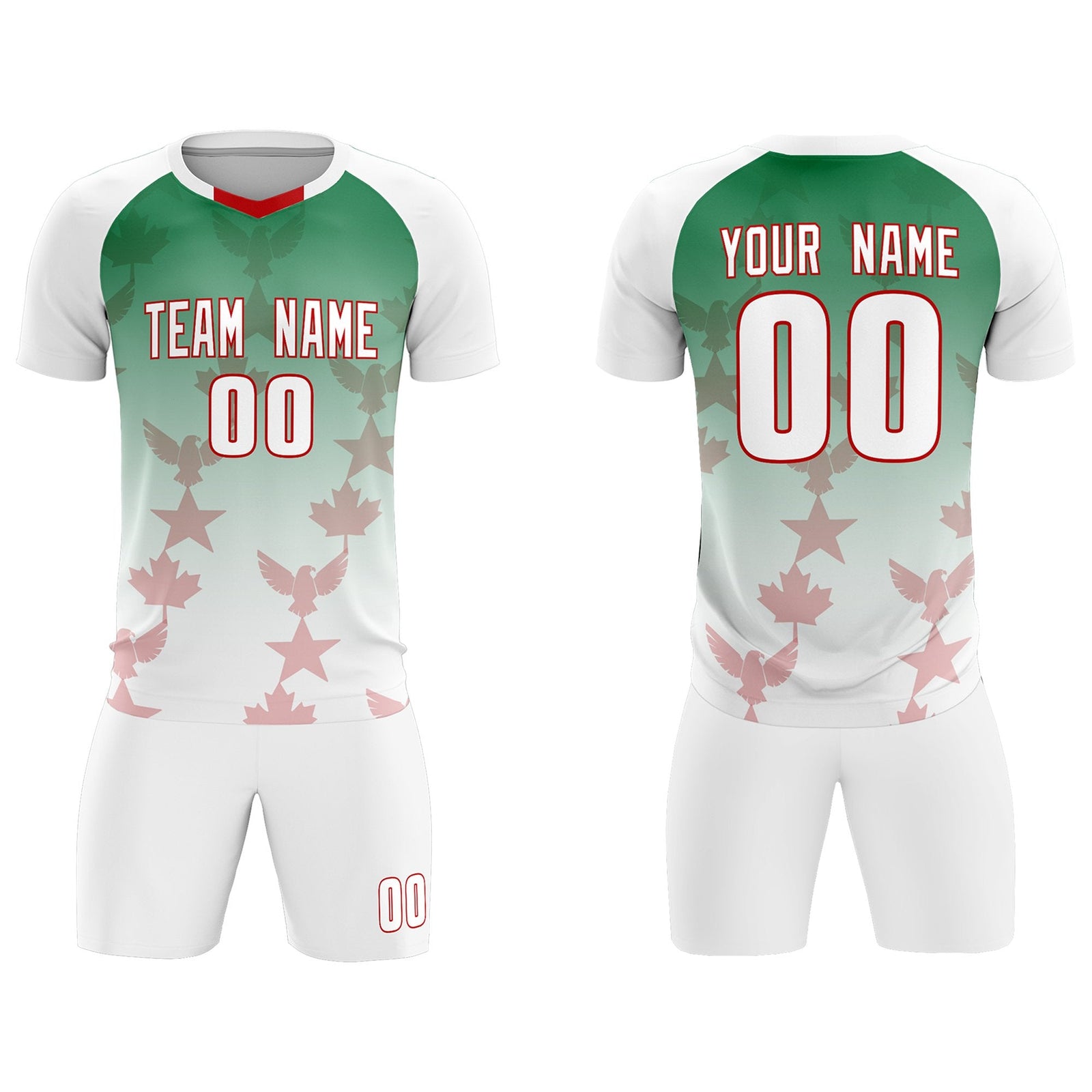 Custom White Kelly Green World Cup Inspired Quick-Drying Training Uniform Gradient Fashion Soccer Sets Jersey