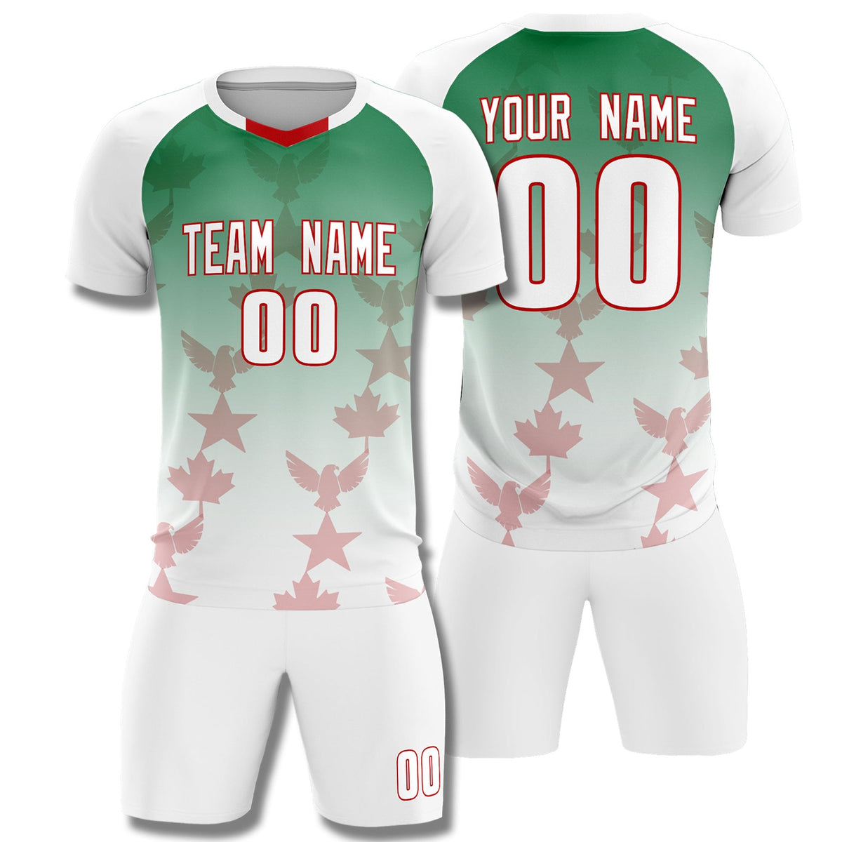 Custom White Kelly Green World Cup Inspired Quick-Drying Training Uniform Gradient Fashion Soccer Sets Jersey