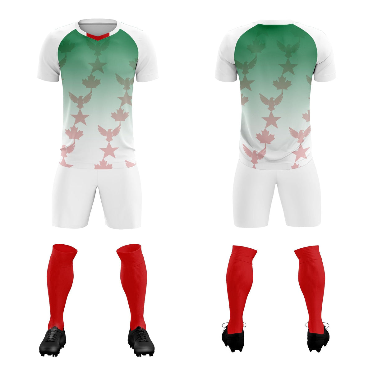 Custom White Kelly Green World Cup Inspired Quick-Drying Training Uniform Gradient Fashion Soccer Sets Jersey