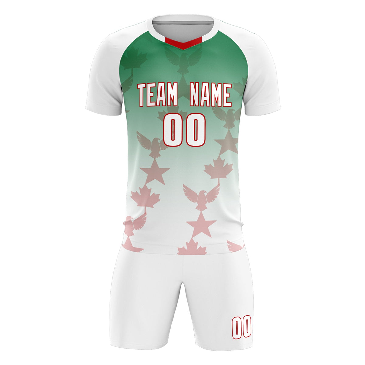Custom White Kelly Green World Cup Inspired Quick-Drying Training Uniform Gradient Fashion Soccer Sets Jersey