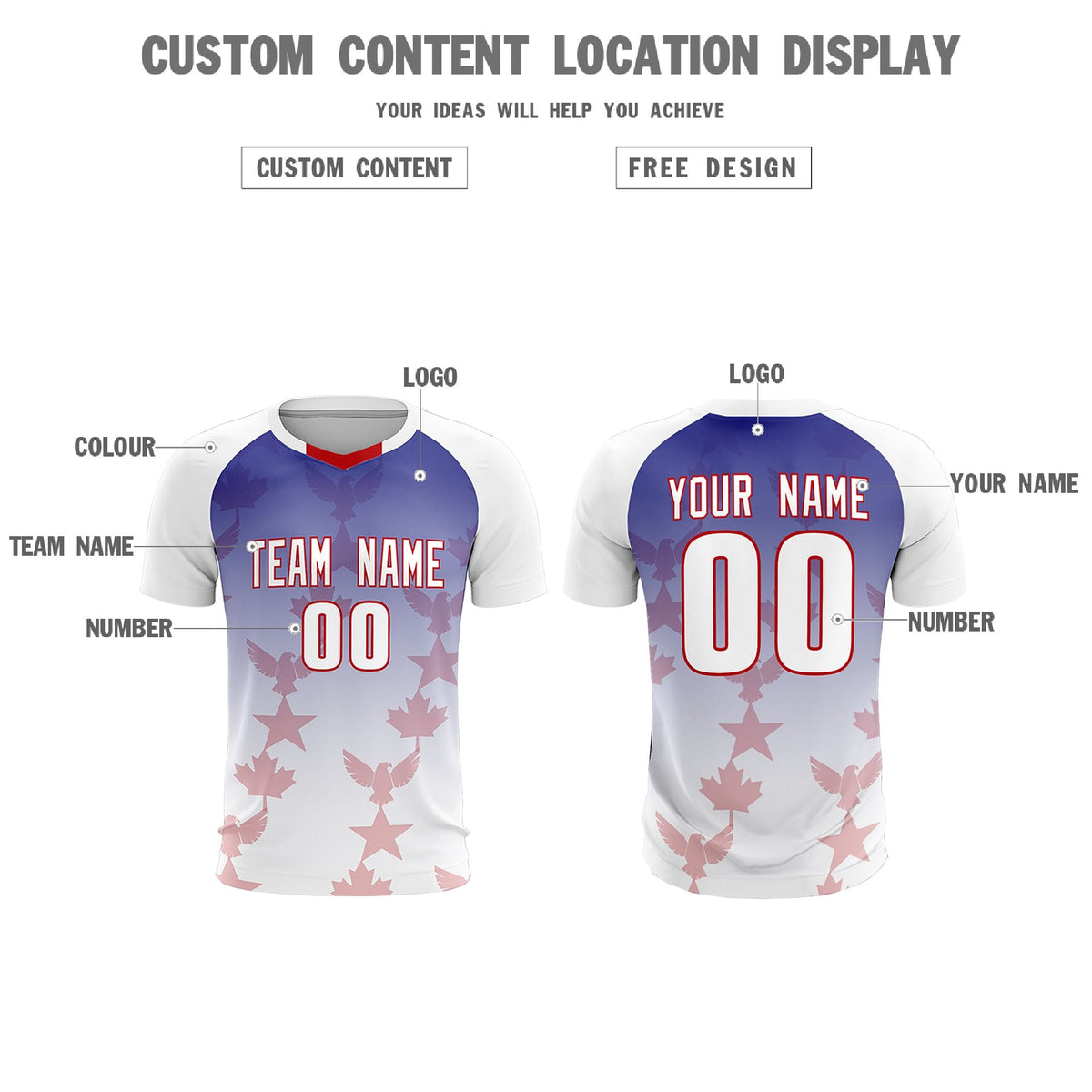 Custom White Royal World Cup Inspired Lightweight&amp;Drapable Training Uniform Gradient Fashion Soccer Sets Jersey