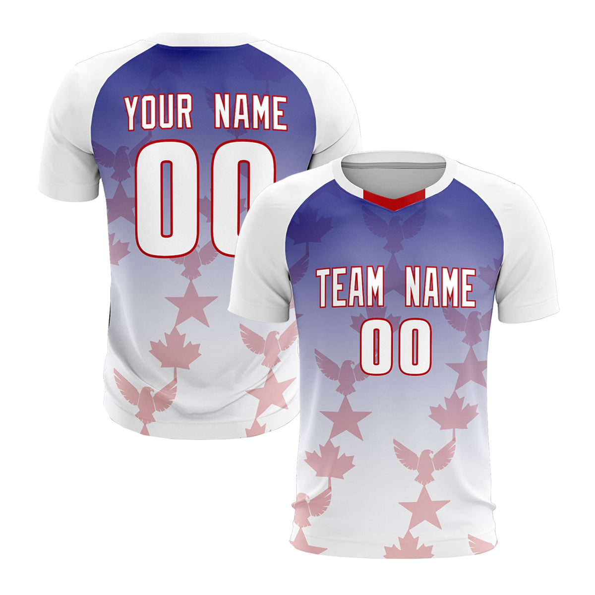 Custom White Royal World Cup Inspired Lightweight&amp;Drapable Training Uniform Gradient Fashion Soccer Sets Jersey