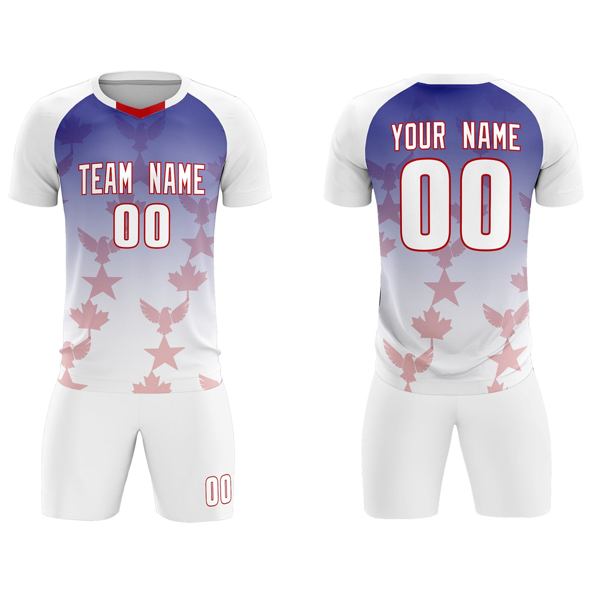 Custom White Royal World Cup Inspired Lightweight&amp;Drapable Training Uniform Gradient Fashion Soccer Sets Jersey