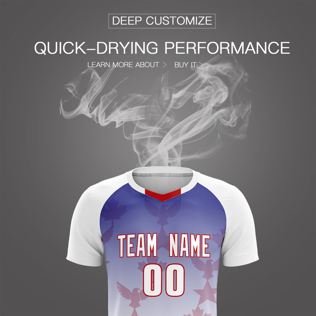 Custom White Royal World Cup Inspired Lightweight&amp;Drapable Training Uniform Gradient Fashion Soccer Sets Jersey