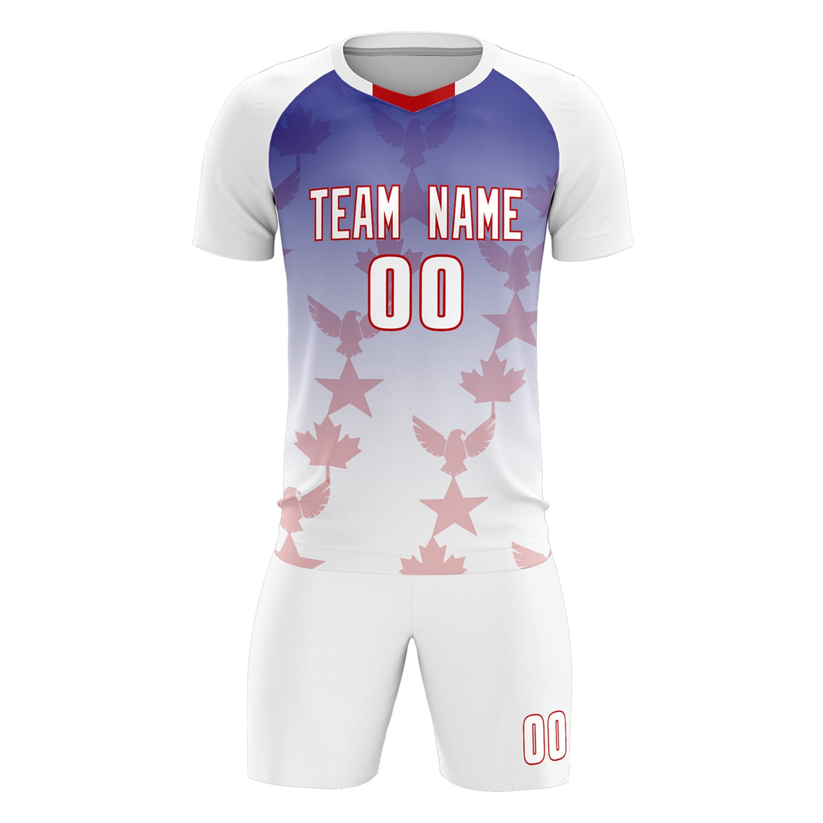 Custom White Royal World Cup Inspired Lightweight&amp;Drapable Training Uniform Gradient Fashion Soccer Sets Jersey