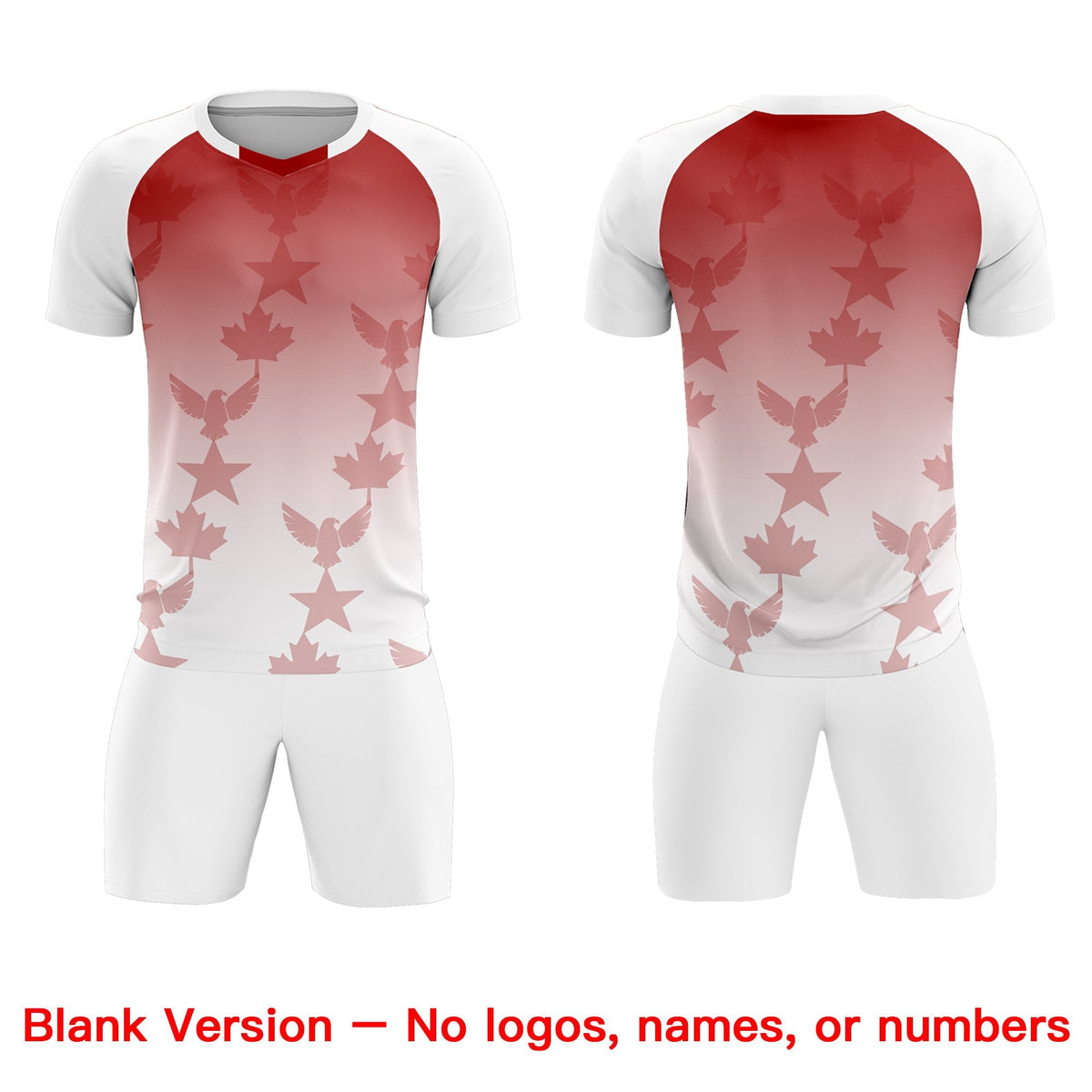 Custom White Red World Cup Inspired Wrinkle-Resistant Training Uniform Gradient Fashion Soccer Sets Jersey