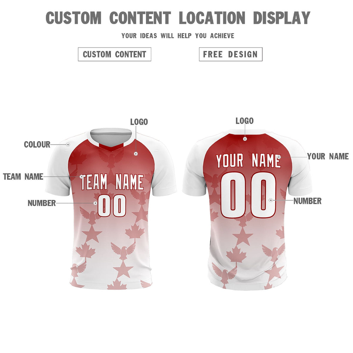 Custom White Red World Cup Inspired Wrinkle-Resistant Training Uniform Gradient Fashion Soccer Sets Jersey
