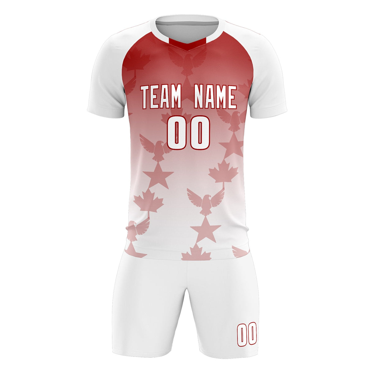 Custom White Red World Cup Inspired Wrinkle-Resistant Training Uniform Gradient Fashion Soccer Sets Jersey