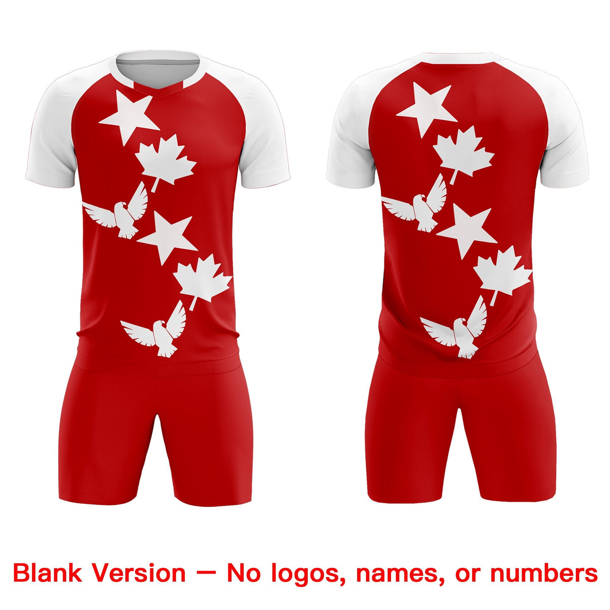 Custom White Red World Cup Inspired Lightweight&amp;Drapable Training Uniform Raglan Sleeve Soccer Sets Jersey