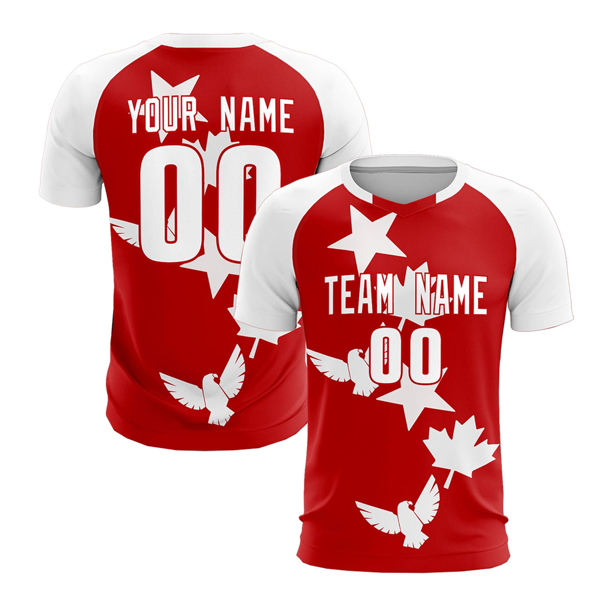 Custom White Red World Cup Inspired Lightweight&amp;Drapable Training Uniform Raglan Sleeve Soccer Sets Jersey