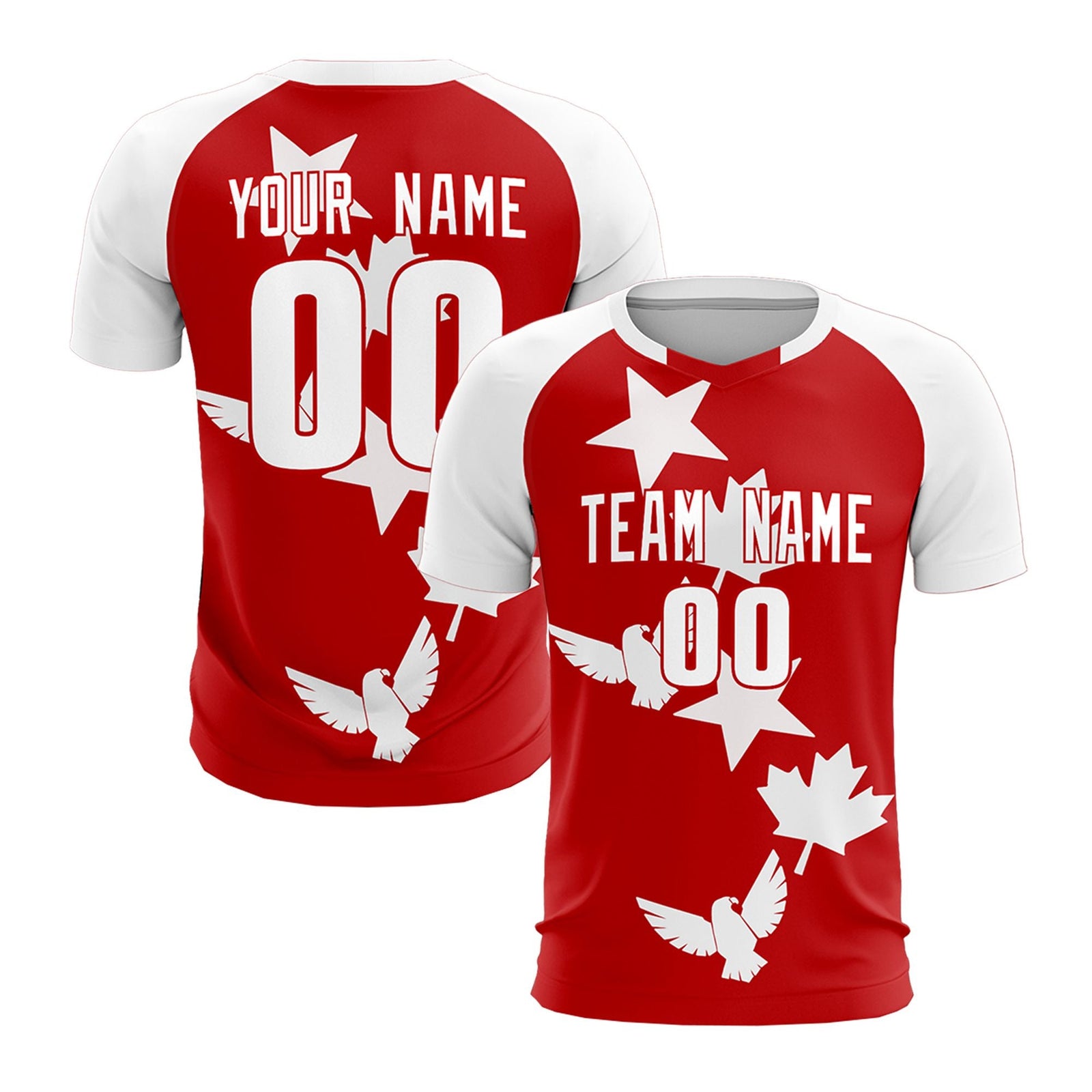 Custom White Red World Cup Inspired Lightweight&Drapable Training Uniform Raglan Sleeve Soccer Sets Jersey