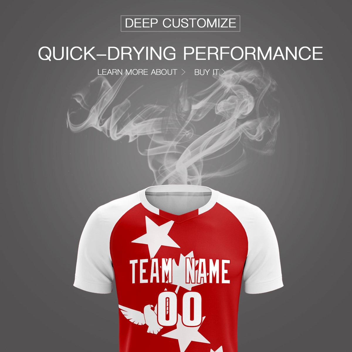 Custom White Red World Cup Inspired Lightweight&amp;Drapable Training Uniform Raglan Sleeve Soccer Sets Jersey