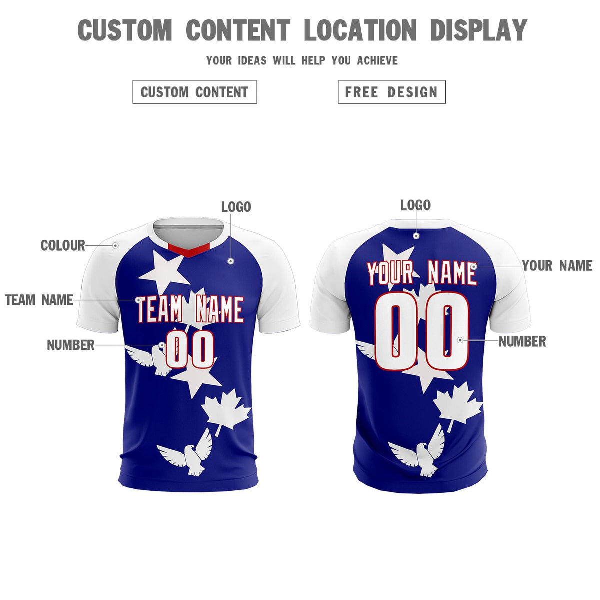 Custom White Royal World Cup Inspired Breathable&amp;Quick-Drying Training Uniform Raglan Sleeve Soccer Sets Jersey