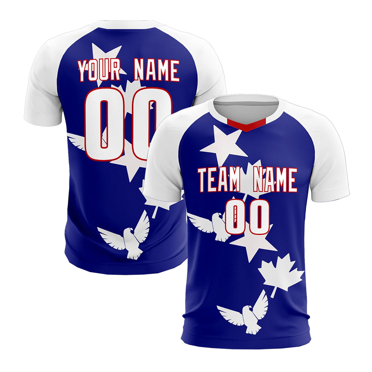 Custom White Royal World Cup Inspired Breathable&amp;Quick-Drying Training Uniform Raglan Sleeve Soccer Sets Jersey