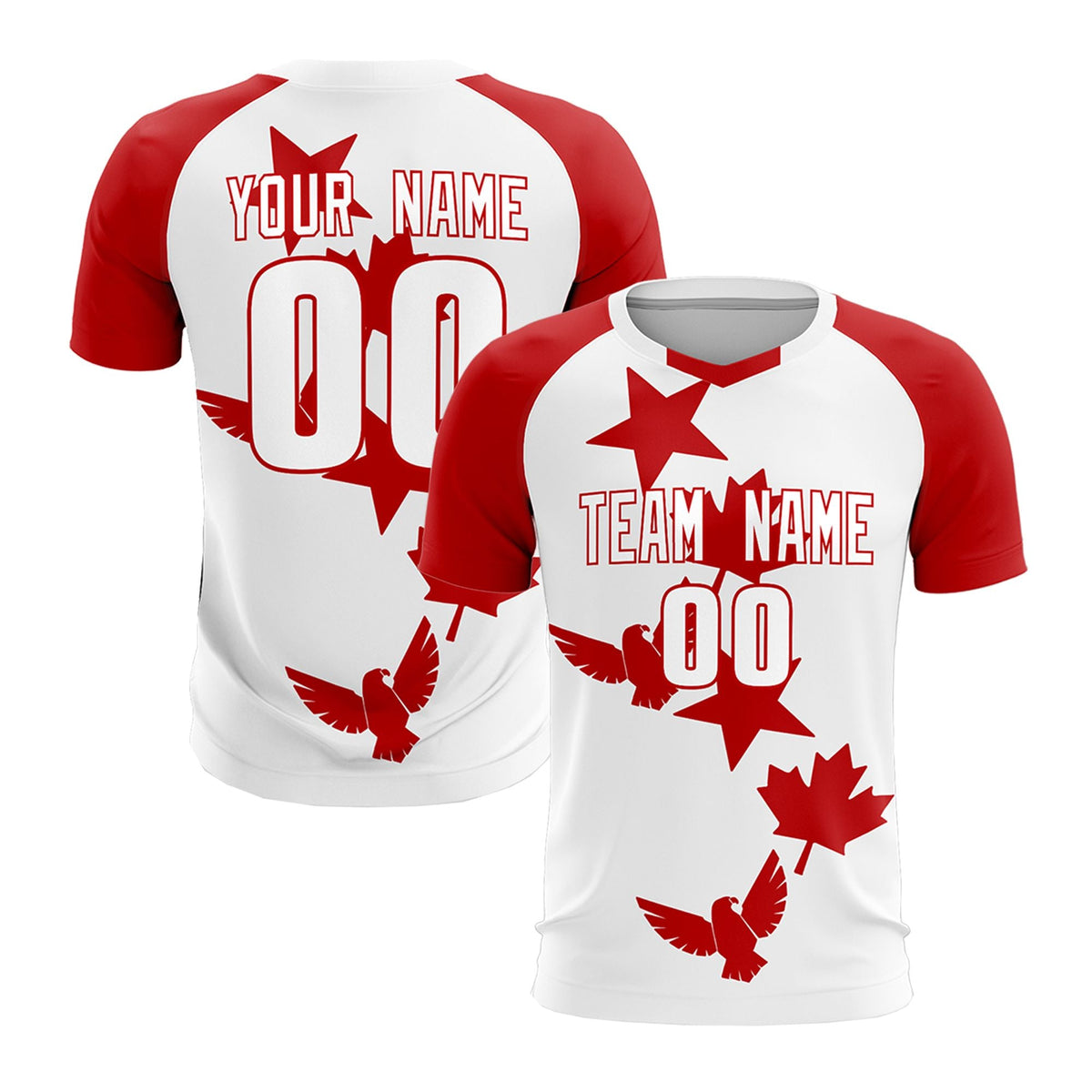 Custom Red White World Cup Inspired Lightweight&amp;Drapable Training Uniform Raglan Sleeve Soccer Sets Jersey