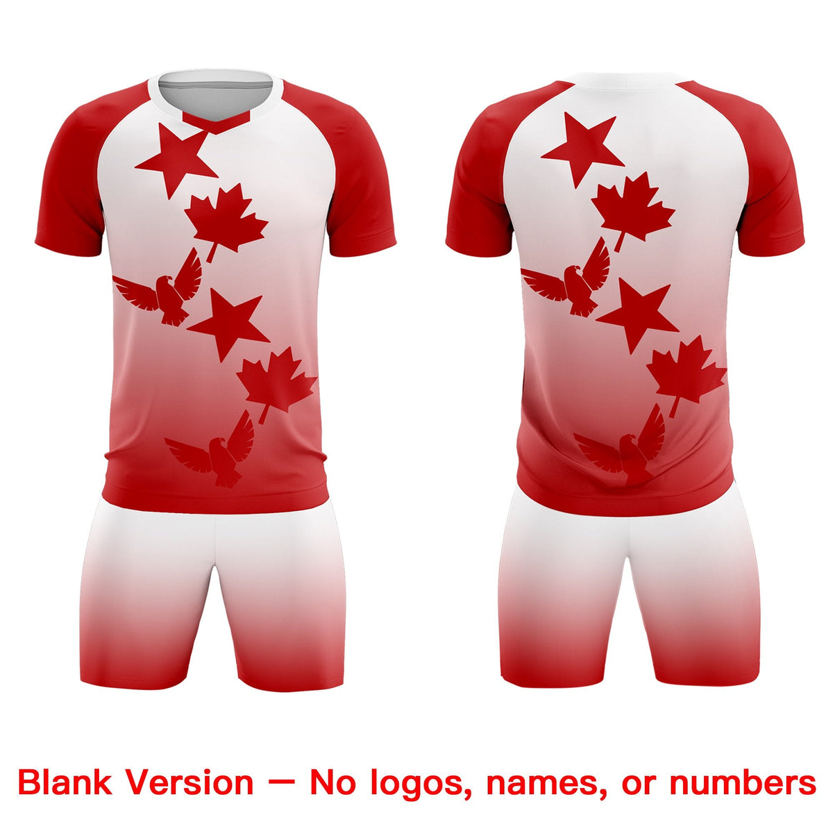 Custom Red White World Cup Inspired Wrinkle-Resistant Training Uniform Gradient Fashion Soccer Sets Jersey