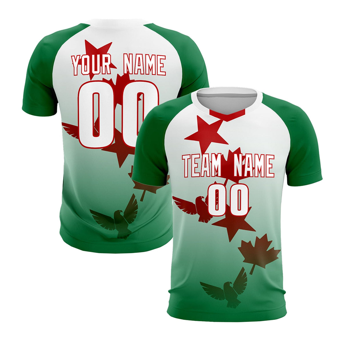 Custom Kelly Green White World Cup Inspired Quick-Drying Training Uniform Gradient Fashion Soccer Sets Jersey