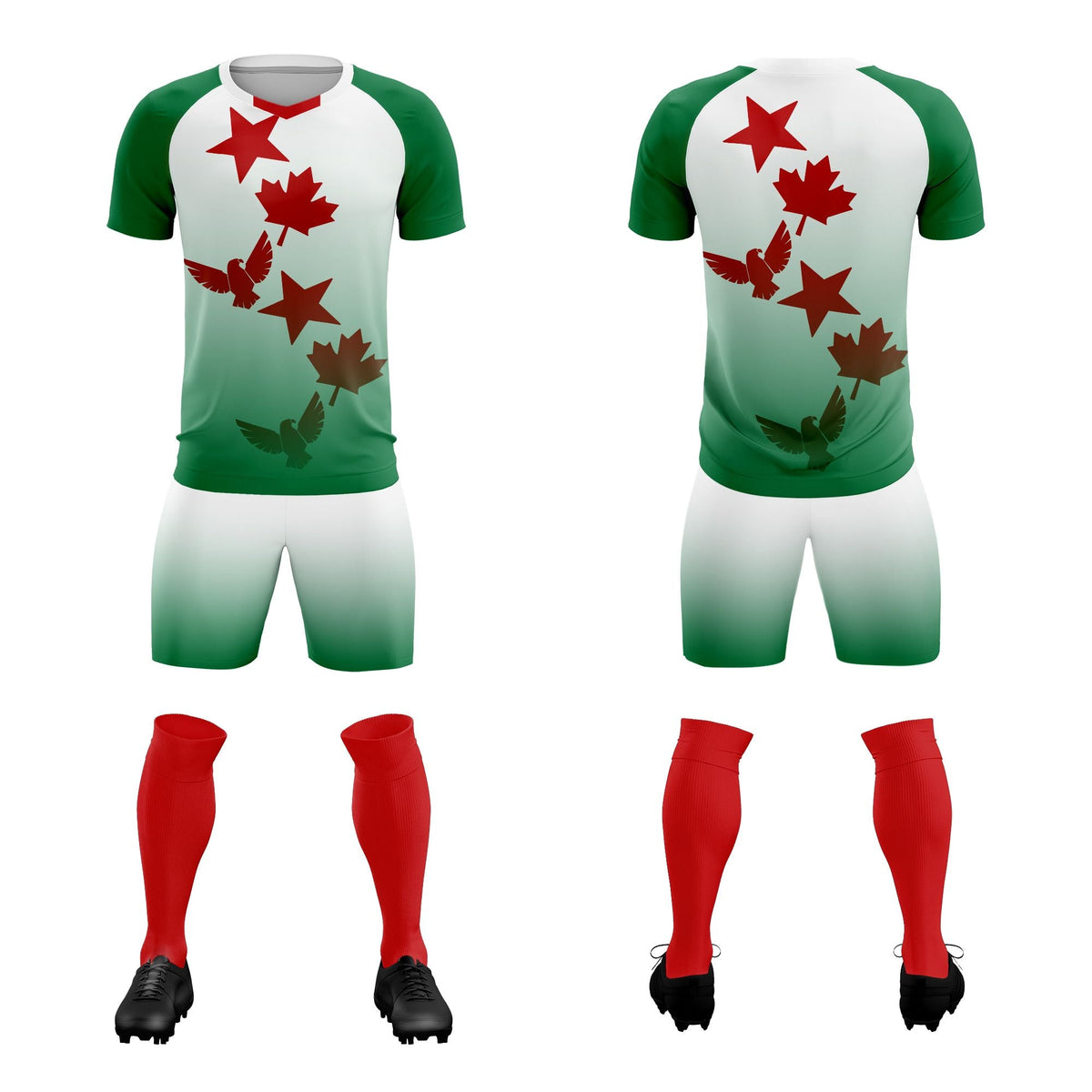 Custom Kelly Green White World Cup Inspired Quick-Drying Training Uniform Gradient Fashion Soccer Sets Jersey