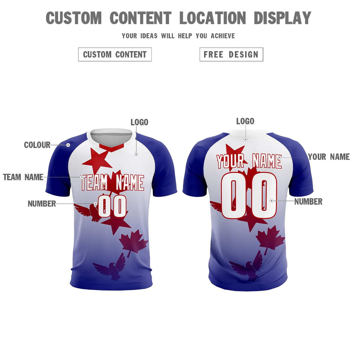 Custom Royal White World Cup Inspired Lightweight&amp;Drapable Training Uniform Gradient Fashion Soccer Sets Jersey