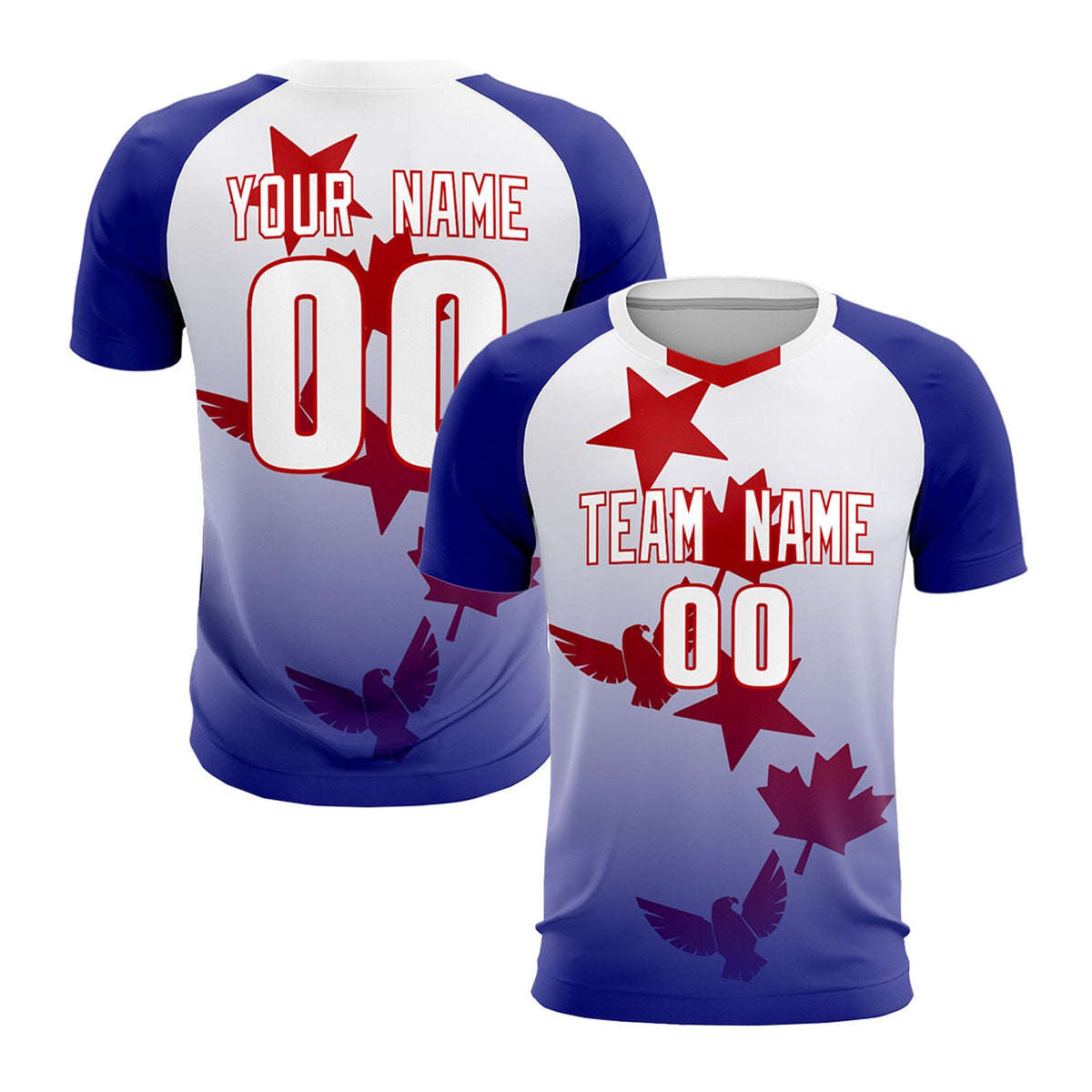Custom Royal White World Cup Inspired Lightweight&amp;Drapable Training Uniform Gradient Fashion Soccer Sets Jersey