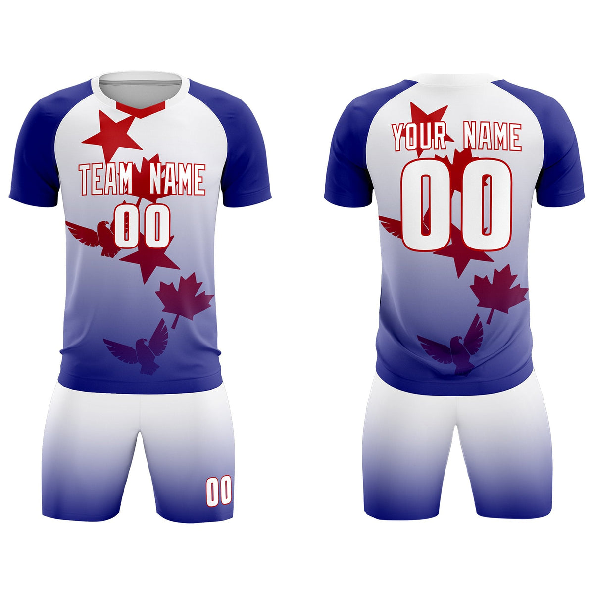 Custom Royal White World Cup Inspired Lightweight&amp;Drapable Training Uniform Gradient Fashion Soccer Sets Jersey