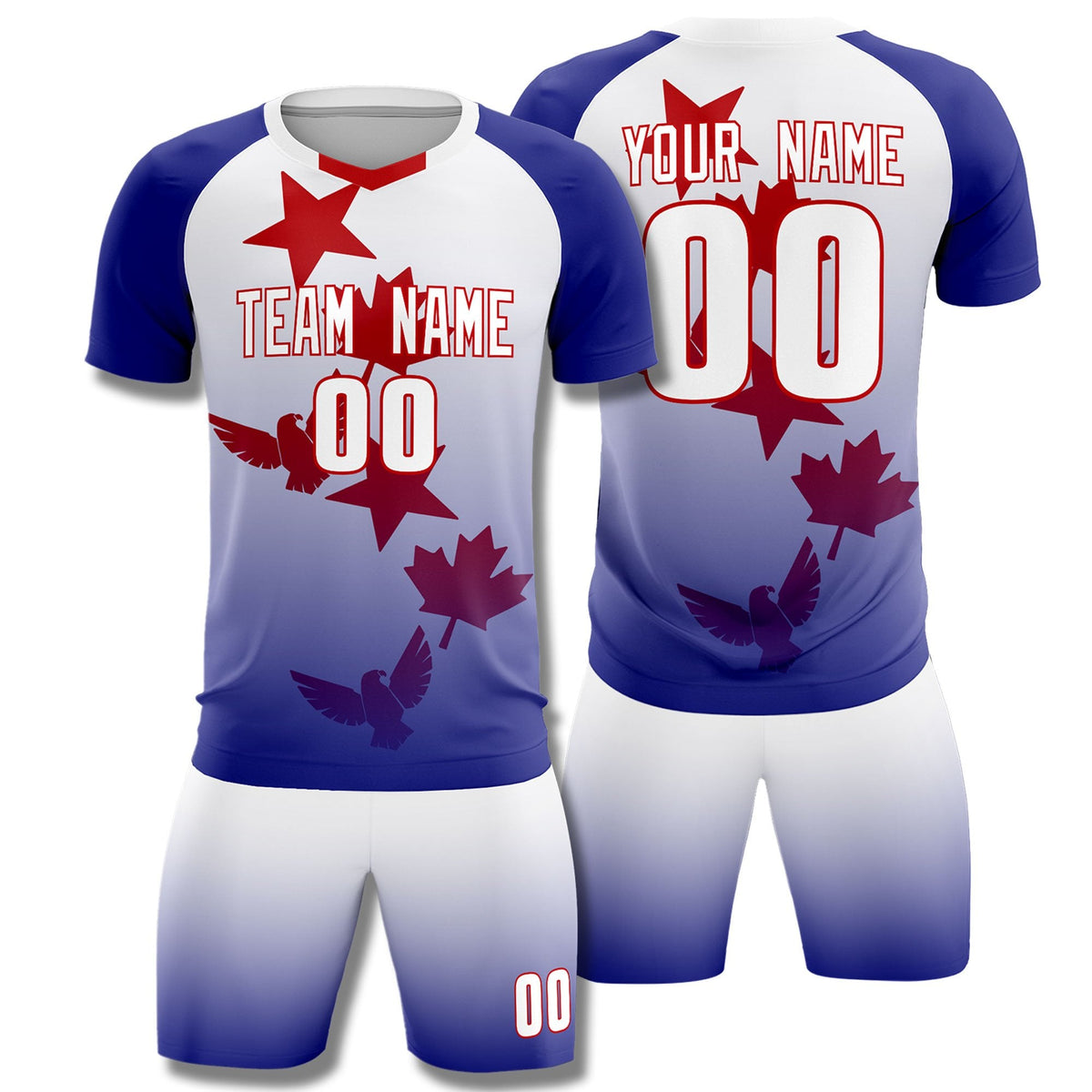 Custom Royal White World Cup Inspired Lightweight&amp;Drapable Training Uniform Gradient Fashion Soccer Sets Jersey