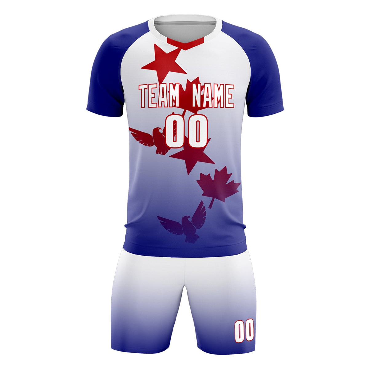 Custom Royal White World Cup Inspired Lightweight&amp;Drapable Training Uniform Gradient Fashion Soccer Sets Jersey